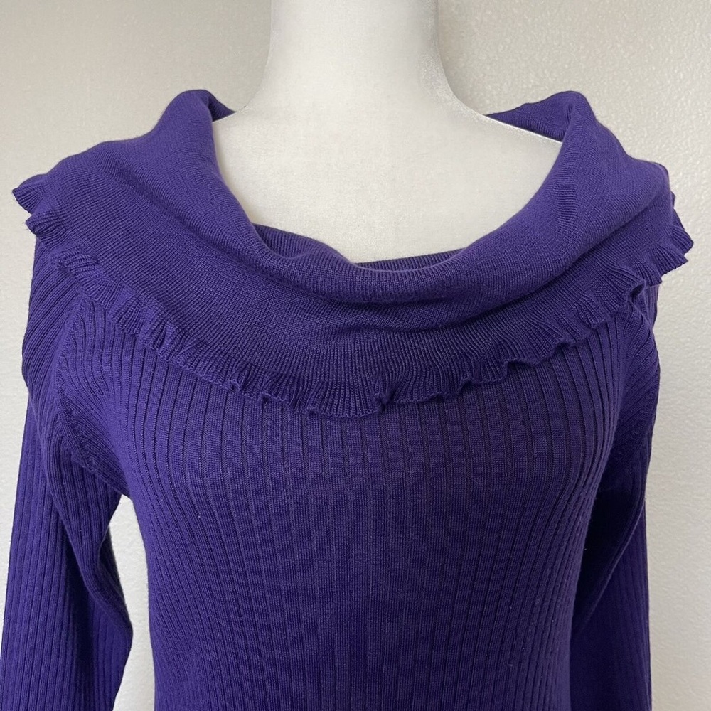 United States Sweaters Purple Cowl Turtle Neck Sweater Top Petite Small
